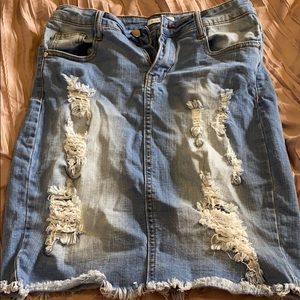 Fashionova Ripped Jean Skirt